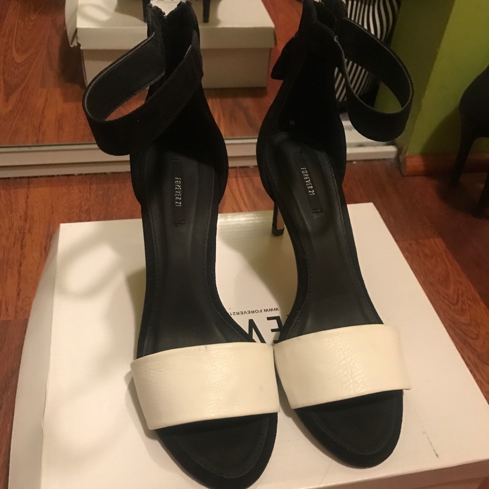 Black and white dress sandals